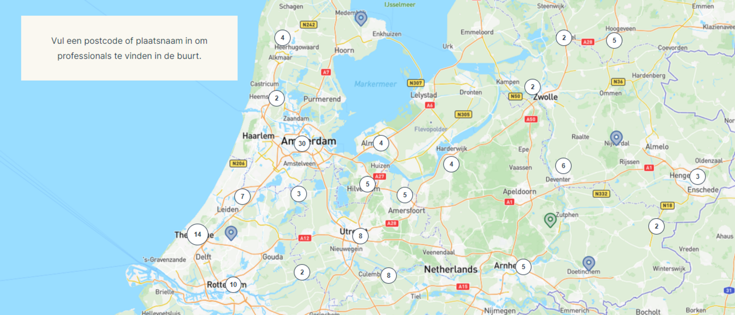 Kaart aanbieders beweegprogramma's