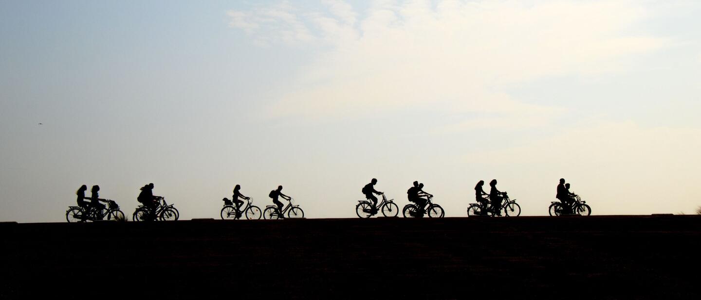 fietsers op dijk